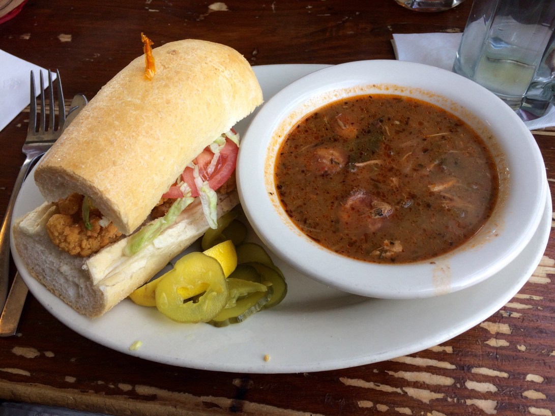 shrimp po' boy and gumbo at liuzza's by the track